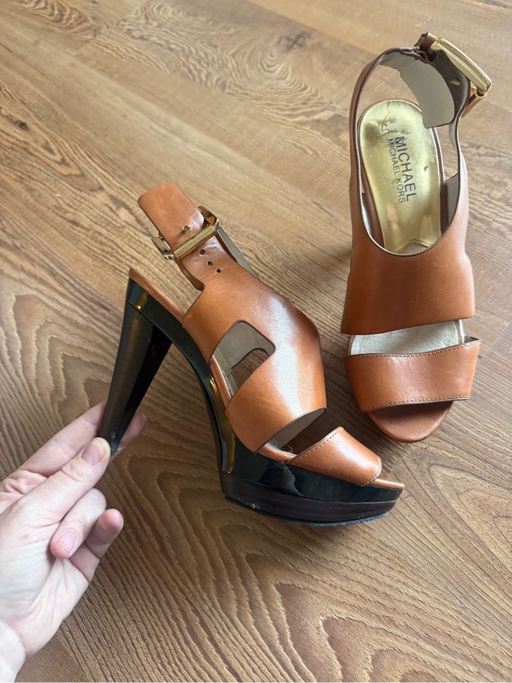 Michael Kors Women’s Tan Leather Platform Sandals